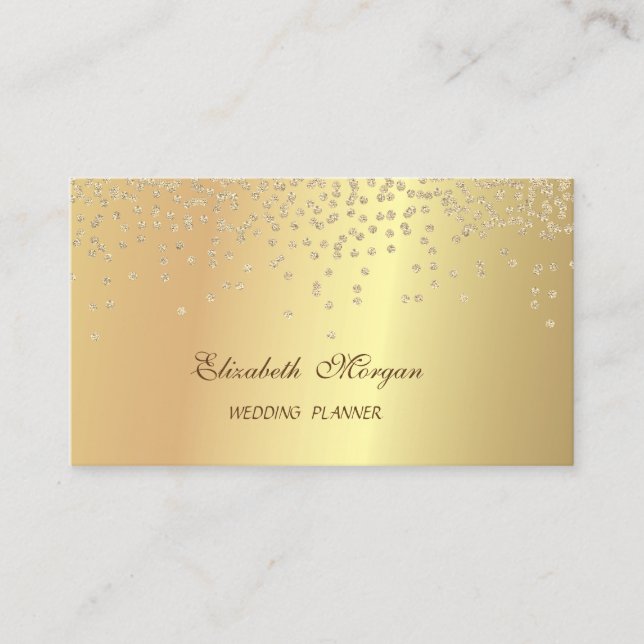 Elegant Stylish Chic Faux Gold- Shiny Diamonds Business Card (Front)