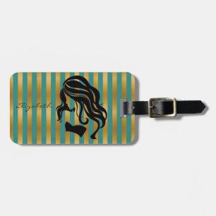 Elegant Stylish Chic -Girl Silhouette,Personalised Luggage Tag