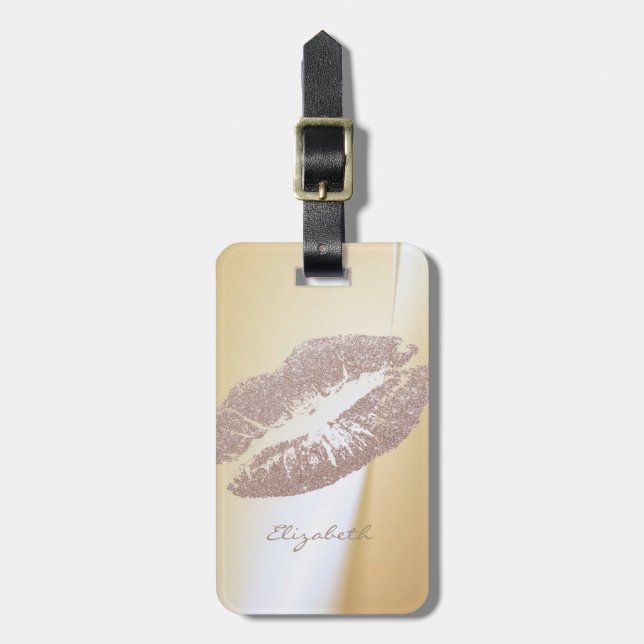 Elegant Stylish Chic - Glittery Lips,Personalised Luggage Tag (Front Vertical)