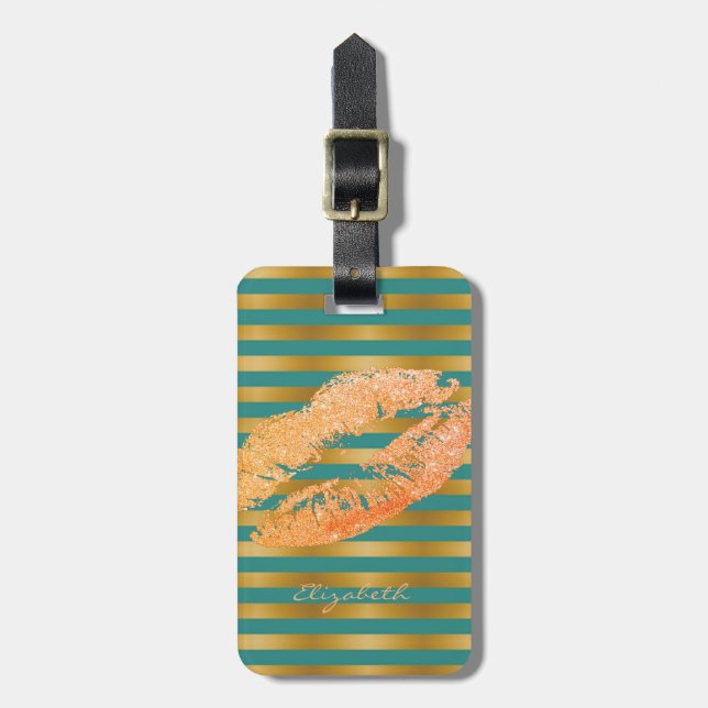 Elegant Stylish Chic - Glittery Lips,Personalised Luggage Tag (Front Vertical)
