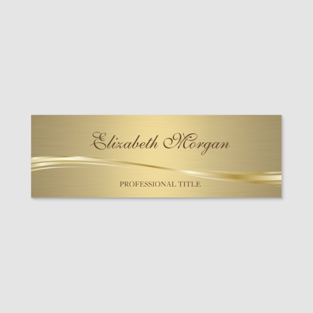 Elegant Stylish Chic Gold Name Tag (Front)