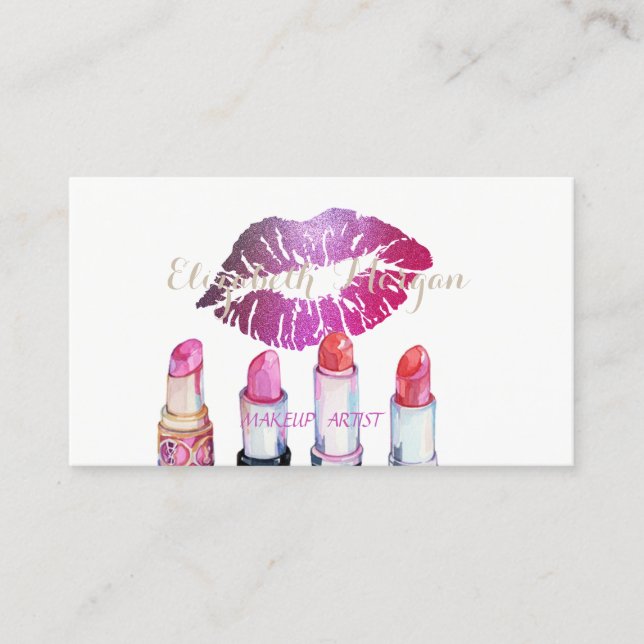 Elegant Stylish Chic Lipsticks,Glittery Lips Business Card (Front)