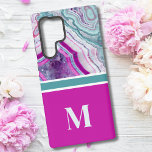 Elegant Stylish Chic Monogram Initial<br><div class="desc">Chic Teal Magenta Fuchsia Stone Monogram Initial Samsung Galaxy S22 Ultra Case.  Crystals and geodes continue to be a favourite trend!  This print features and up close image of a vibrant turquoise and purple (magenta) geode stone,  complete with little crystals.  Add your initial to make it your own.</div>