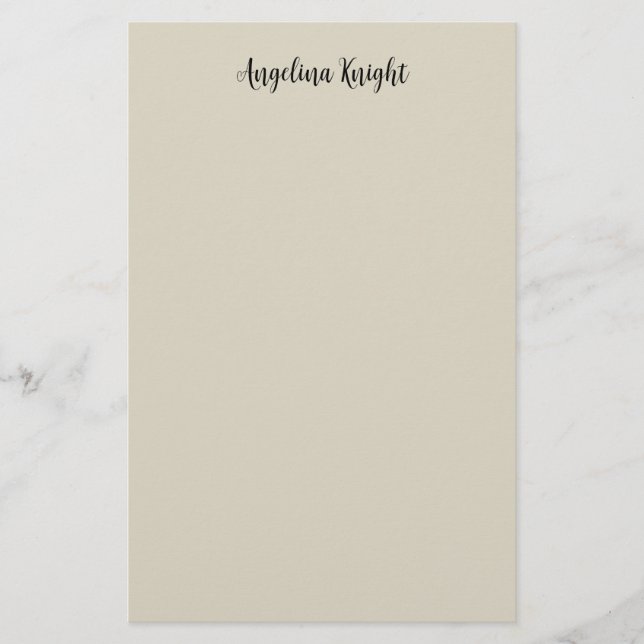 Elegant Stylish Chic Plain Handwriting Script Stationery (Front)