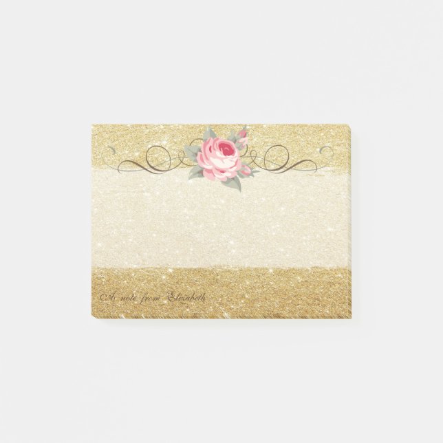 Elegant Stylish ,Chic ,Rose,Glittery Post-it Notes (Front)