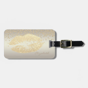 Elegant Stylish Chic - Shiny Foil Confetty,Lips Luggage Tag