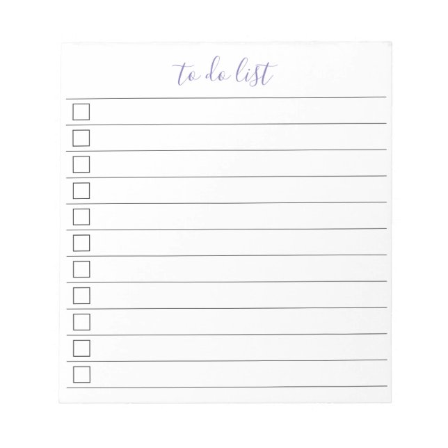 Elegant Stylish Chic To-Do List Handwriting Script Notepad (Front)