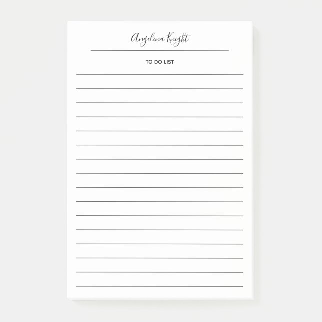 Elegant Stylish Chic Todo List Handwriting Script Post-it Notes (Front)