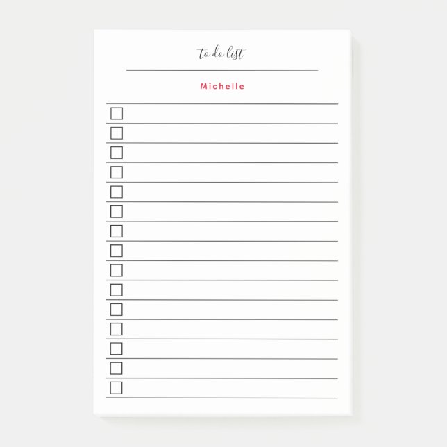 Elegant Stylish Chic Todo List Handwriting Script Post-it Notes (Front)
