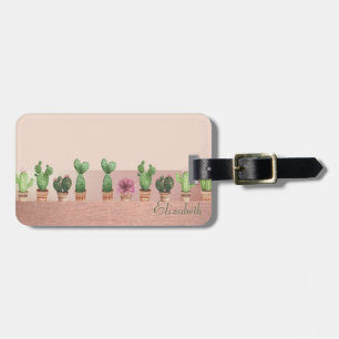 Elegant Stylish Chic Watercolor Cactus Luggage Tag
