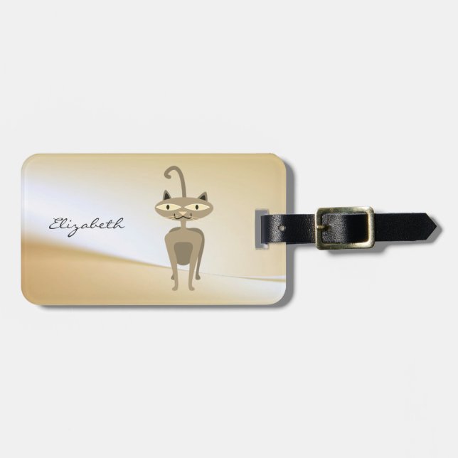 Elegant Stylish Chic - Whimsical Cat ,Personalised Luggage Tag (Front Horizontal)