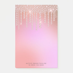 Elegant stylish chick ombre pink & purple diamonds post-it notes