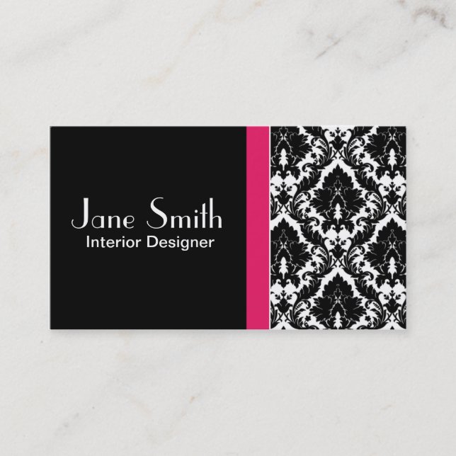 Elegant Stylish Classy Damask Floral Professional Business Card (Front)