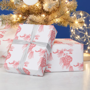 Elegant Stylish Classy Pink Pine Cones on White Wrapping Paper