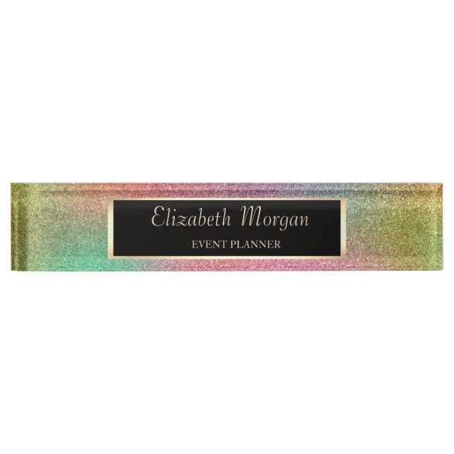 Elegant Stylish Colourful Glitter, Frame Nameplate (Front)