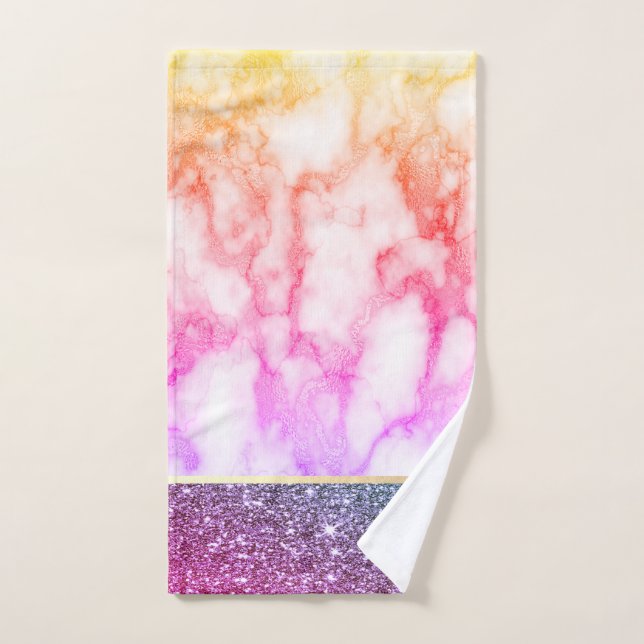 Elegant Stylish Colourful Glitter Shiny  Marble  Bath Towel Set (Hand Towel)