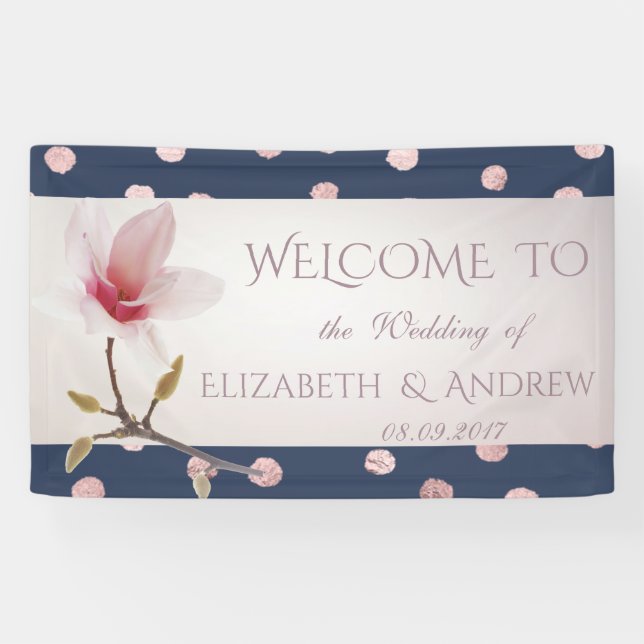 Elegant Stylish Confetti, Magnolia  Wedding Banner (Horizontal)