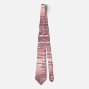 Elegant stylish copper rose gold glitter drips tie