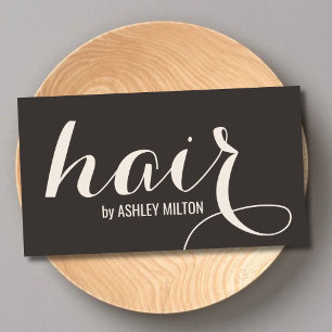 Elegant Stylish Creamy Beige Black Bold Hair  Business Card