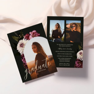 Elegant Stylish Custom Floral Graduation  Invitation