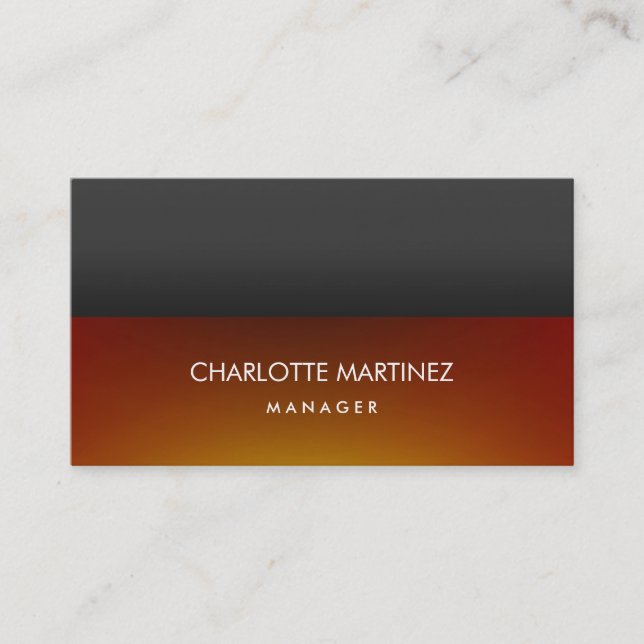 Elegant Stylish Dark Orange Grey Professional Business Card (Front)