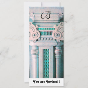 ELEGANT STYLISH DECOR aqua,blue green,pink white Invitation
