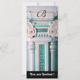 ELEGANT STYLISH DECOR ,aqua blue green white black Invitation