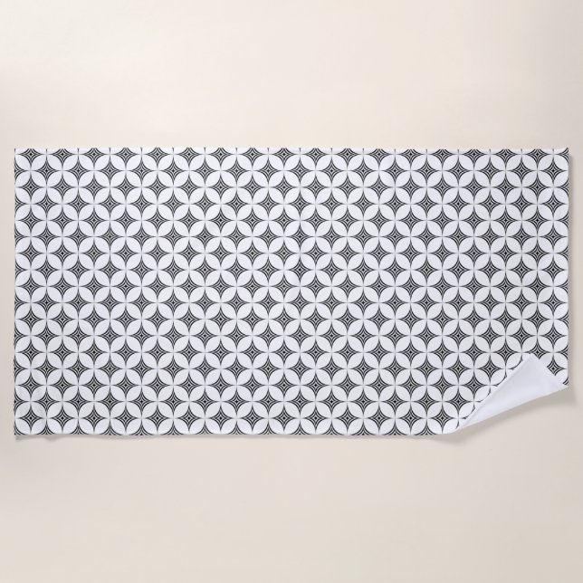 Elegant Stylish Diamonds in Black & White Beach Towel (Front)