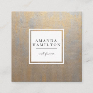 Elegant Stylish Distressed grey gold professional Square Business Card