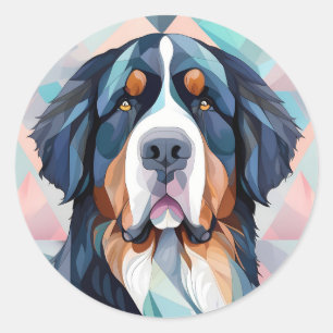 Elegant stylish dog bernese mountain classic round sticker
