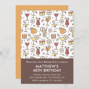 Elegant Stylish Drinks Cocktail 48th birthday Invitation