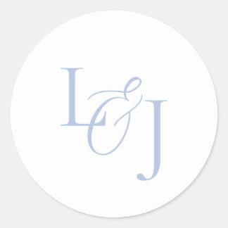 Elegant & Stylish Dusty Blue Monogram Wedding Classic Round Sticker