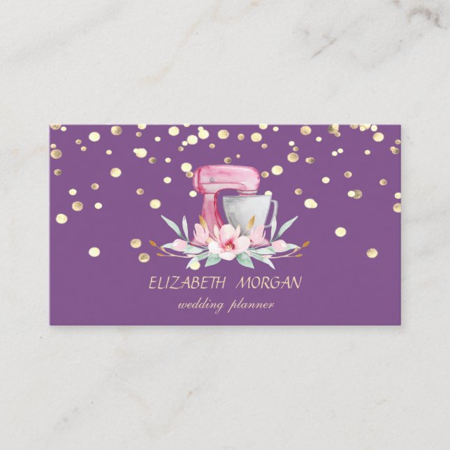 Elegant Stylish, Faux Gold Confetti,Mixer Business Card (Front)