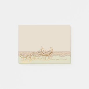 Elegant Stylish,Faux Gold Feather-personalised Post-it Notes