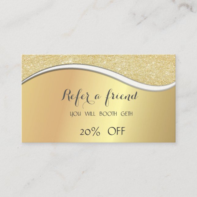 Elegant Stylish,Faux Gold,Glittery  Referral Card (Front)