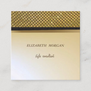 Elegant Stylish Faux Gold ,Shimmering Gold Sequins Square Business Card