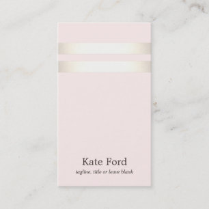 Elegant Stylish Faux Gold Striped Light Pink Business Card