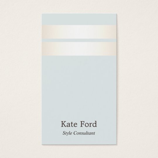 Elegant Stylish Faux Satin Gold Striped Light Blue Business Card