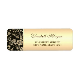 Elegant Stylish Festive Gold Flowers, Black Label