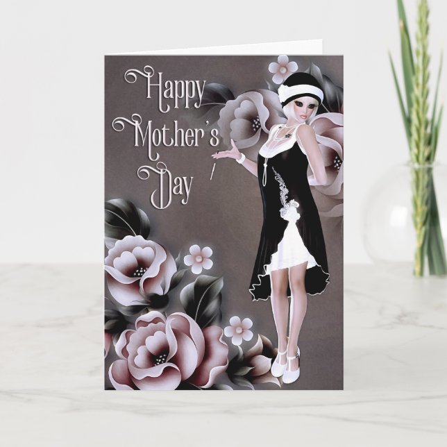 Elegant Stylish Flapper - Mother's Day Card (Front)