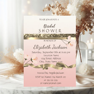 Elegant Stylish  Floral Bridal Shower Invitation
