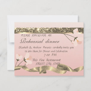 Elegant Stylish Floral Rehearsal Dinner Invitation
