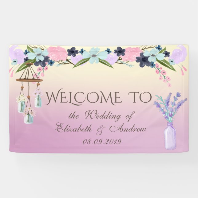 Elegant Stylish, Floral Wedding Banner (Horizontal)