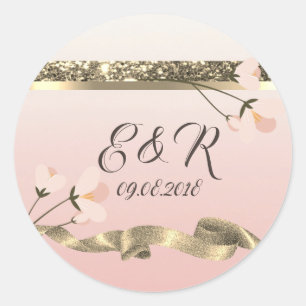 Elegant Stylish Floral Wedding Classic Round Sticker