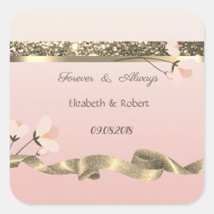 Elegant Stylish  Floral Wedding Square Sticker