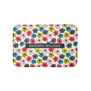 Elegant Stylish Flowers Minimalist Bath Mat