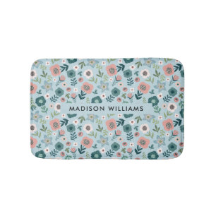 Elegant Stylish Flowers Minimalist Bath Mat