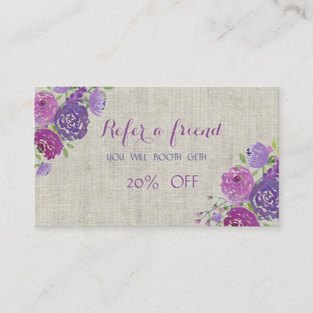 Elegant Stylish ,Flowers  Referral Card (Front)