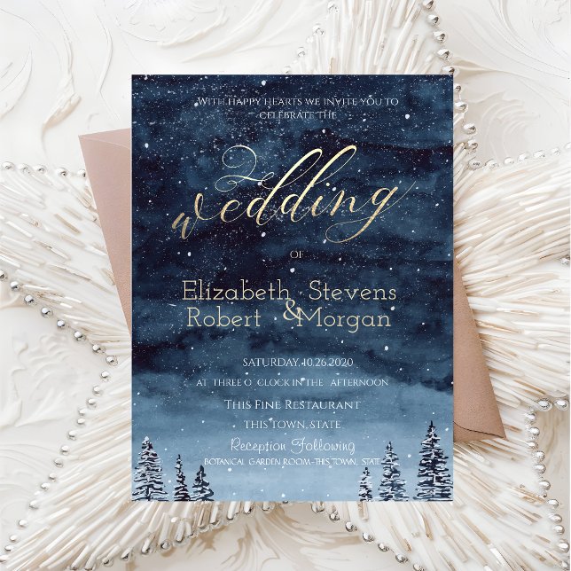 Elegant Stylish Forest Pine Trees Wedding Invitation (Creator Uploaded)