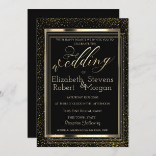 Elegant Stylish Frame Confetti Wedding Invitation